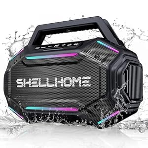 Bluetooth 6.0 Speakers Outdoor, 80W(Peak) Loud Speaker with Bass, 30H Playtime, IPX6 Waterproof, RGB Lights, BassUp 2.0, TWS, Portable Large Jobsite Speakers for Workshop, Garage Party, Pool