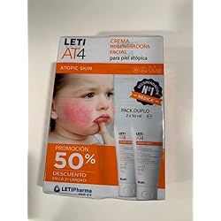 Crema Leti At4 Bebé Crema regeneradora facial Piel atópica. LETI AT4 ATOPIC SKIN. Pack ahorro 50% dto en la 2ª unidad. 2x50 ml (Unico) -*