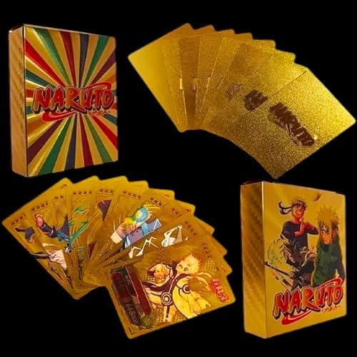 SHOPUNKLE Naruto Collectible Playing Cards, Gold Foil Design, Special Edition Box Set 55 Cards