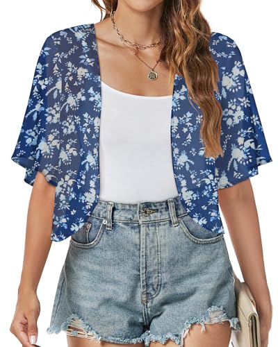 Image of ZNVGIRL Women Shrug Chiffon Cardigans Open Front Short Sleeve Bolero for Evening Dressy 2026