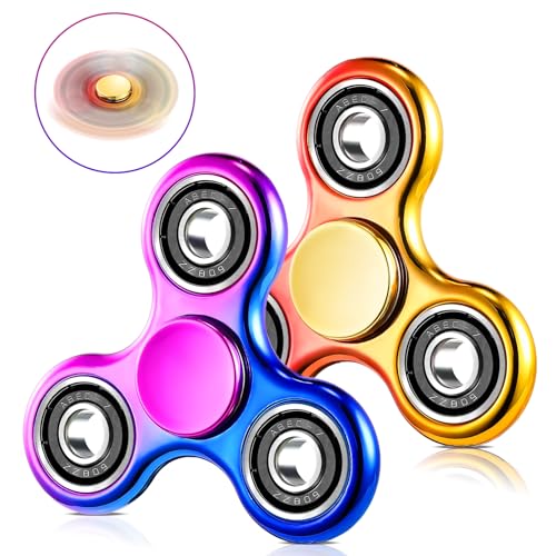 SCIONE 2PCS Fidget Spinner Rainbow Sensory Hand Fidget Toys, Anxiety Stress Relief Birthday Party Bags Fillers for Kids Adults Goodie Bag Stuffers for Boys Girls Gifts