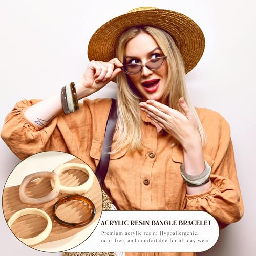 8 Pcs Irregular Chunky Wide Wrist Bangle Bracelet Colorful Acrylic Resin Bangle Bracelets Set for Women2