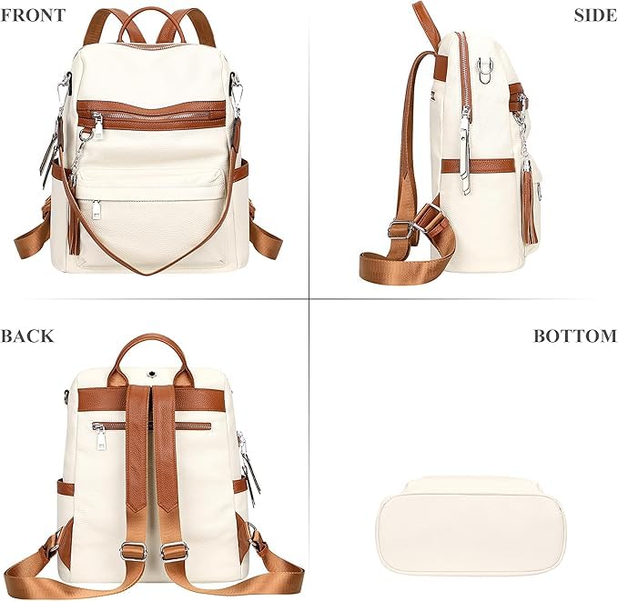 Image of Leather Backpack for Women | Large Capacity | College and Office use | PU Leather | shoulder bag for Ladies,