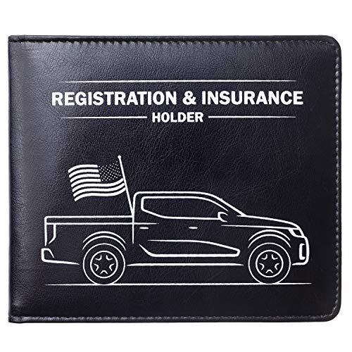 CANOPUS Car Registration and Insurance Holder with Magnetic Closure, Car Document Holder, Vehicle Glove Box Organizer, Wallet for Auto, Motorcycle, Truck, 1 Holder with 2 Sets of EZ Pass Strips, Truck