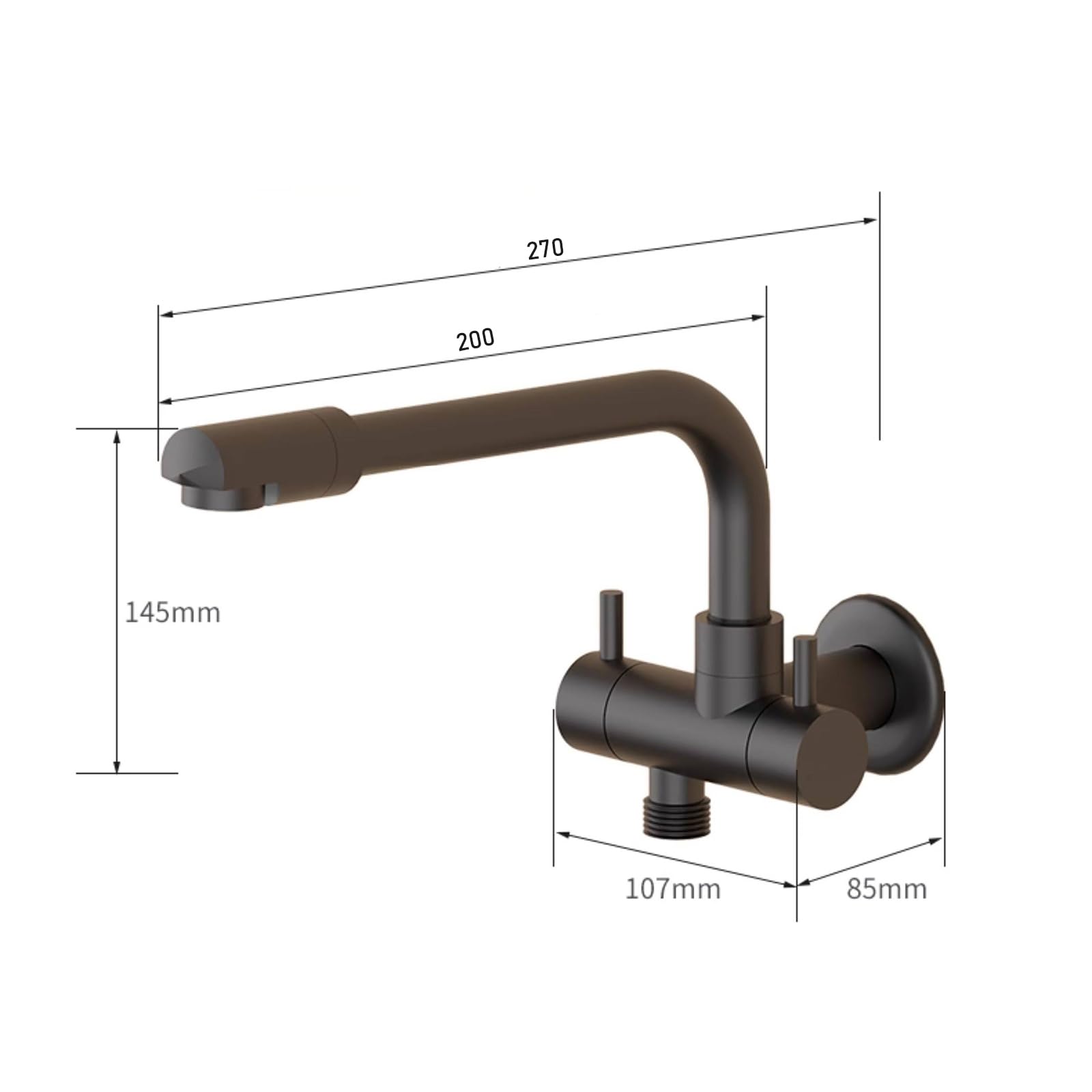 Rubinetto per Lavatrice A Muro Rubinetto Solo Acqua Fredda Rubinetti 1/2 con Doppia Uscita Adatto per Bagno O Balcone,Grigio Canna Di Fucile