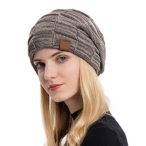 Gorro grosso para mulheres | malha quente despojado para homens e mulheres - camada dupla, chapéu ma