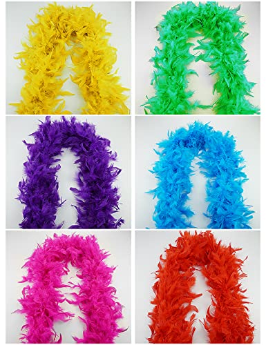 Liuliubty FE-002 Colored Feathers 6 Pcs Flapper Colorful Feather Boas 6.6Ft thumb #2