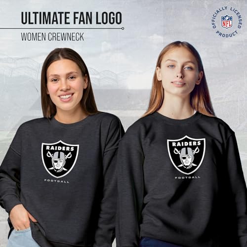 Team Fan Apparel Women's NFL Ultimate Fan Logo Slouchy Crewneck -Tagless Fleece Lightweight Pullover - Officially Licensed (Las Vegas Raiders - Charcoal, Medium) - Image 2