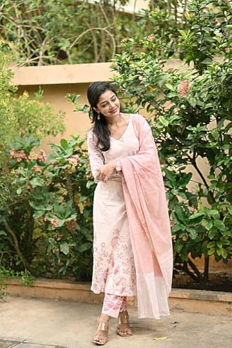 Image of ANNI DESIGNER Women's Rayon Viscose Straight Printed Kurta with Pant and Dupatta | Elegant Floral Print Kurti Set | Soft Breathable Fabric | Stylish Ethnic Outfit for Office, Festive & Casual Occasion
