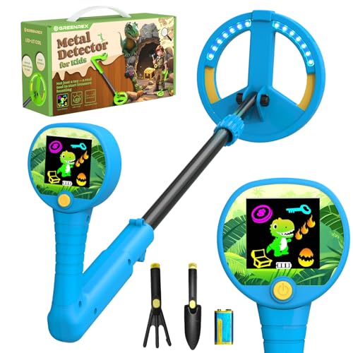 Metal Detector for Kids, Intuitive Color LCD Display, 6.7” Glowing LED Coil, Kid-Safe Lightweight with Adjustable Handle & 4” Precision Deepth, Perfect Educational Gift for Kids Ages 3-12, Blue