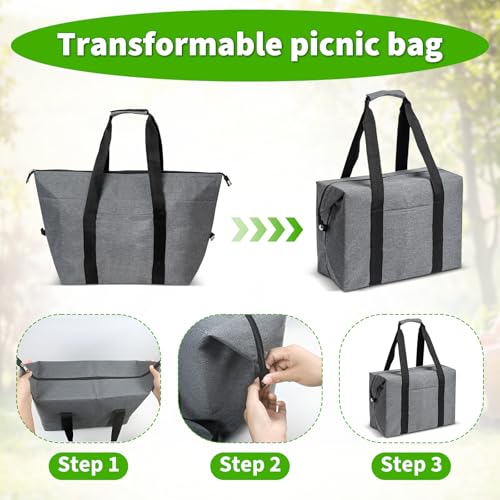 Raxfekro Kühltasche faltbar 20l Isoliertasche Thermotasche Picknicktasche Groß einkauf Outdoor für die Arbeit, Picknicks, Camping,Reisen 39 * 27 * 19CM Hält Ihre Lebensmittel Frisch und Kühl