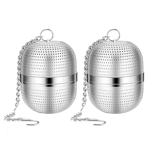 2 PC Tea Infuser for Loose Tea, Stainless Steel Tea Infuser Mesh Tea and Herb Ball Strainer, Tea Ball Strainers Infuser with Drip Trays, for Loose Leaf Tea, Herbal Tea, Mugs Teapots Spice