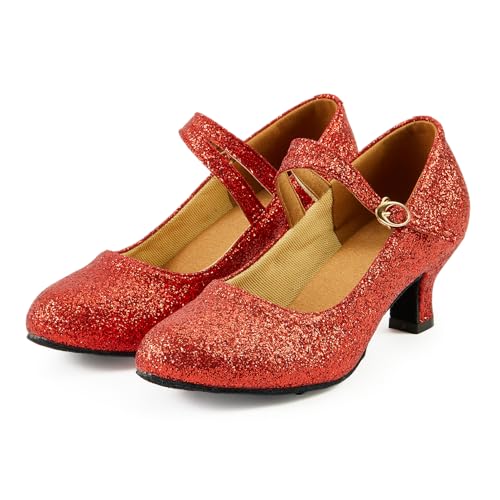 missfiona Women's Glitter Latin Ballroom Dance Shoes Pointed-Toe Y Strap Dancing Heels4