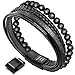 Produktbild murtoo Armband Herren Leder Armband Naturstein Armband lederarmband herren (22.5, lava,schwarz)