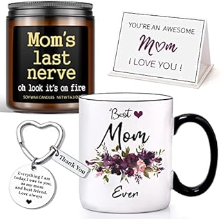 Mothers Day Gifts, Best Mom Ever Coffee Mug and Candle Gifts Set, Birthday Gifts for Mom