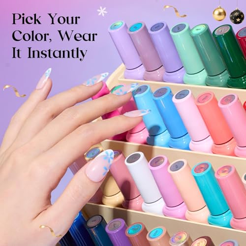 Image of Beetles Gel Nail Polish Set - Seasons Variations 48 Colors Gel Polish Kit Brown Nude Pink Red Blue White with Base Top Coat Home DIY UV LED Soak Off Nail Art Salon Manicure Starter Kit Gift for Women