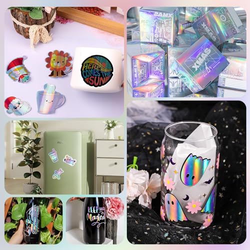 Stickerpapier Papier Zum Bedrucke 30Stk A4 Wasserdicht Bedruckbare Klebefolie Holografische Farbe Vinyl Sticker Papier Selbstklebend Für Laserdrucker Tintenstrahldrucker Schnell Trocknen 21x29,7cm