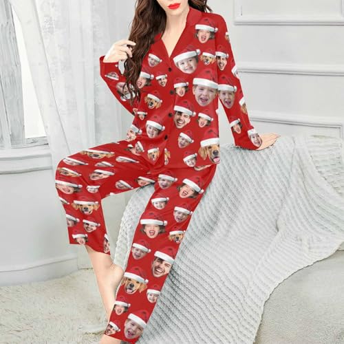 Artsadd Custom Family Christmas Matching Pajama Sets Personalized 1-5 Faces Funny Sleepwear Pjs for Men, Women, Pet4