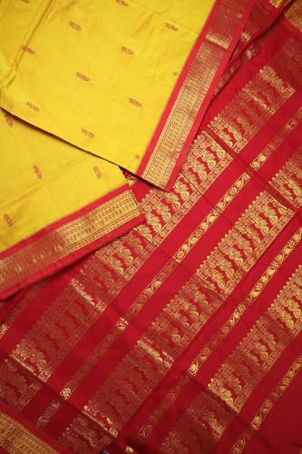 Image of Women's Kanjivaram Cotton Silk Saree South Indian Paithani Sari | gadwal cotton sarees with Zari Border and Blouse Piece - Suitable For All Indian Occasions and Festivals 191