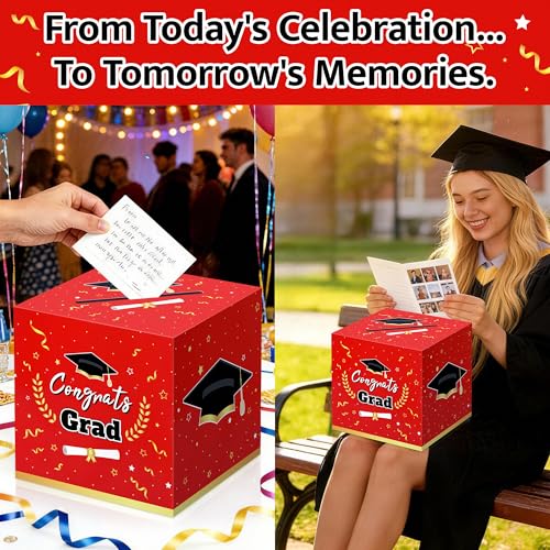 Image of Kelool Graduation Decorations 2026 Red Graduation Card Box Graduation Party Decorations,Graduation Box,Congrats Grad Gifts Box for 2026 Graduation Party Supplies Favors
