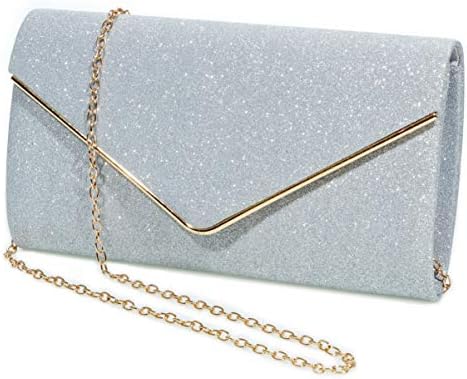 Mansherry Evening Bag Clutch Purses for Women, Ladies Sparkling Party Handbag Wedding Bag Purse Silver