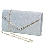 Mansherry Evening Bag Clutch Purses for Women, Ladies Sparkling Party Handbag Wedding Bag Purse Silv