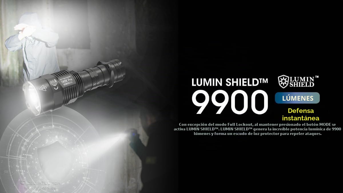 Nitecore TM9K PRO - Linterna de bolsillo (9900 lúmenes, EDC, batería de iones de litio, 5000 mAh, USB C, color negro