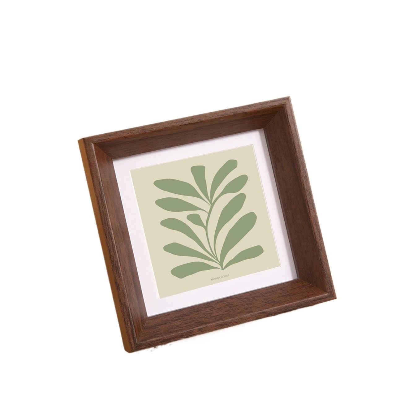 Square Wooden Picture Frame Mini For Oil Pastel Artwork, Room Photo Display Desktop For Photo And Picture(P04 Walnut Brown,4inches 10.2x10.2cm)