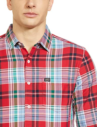 Image of The Indian Garage Co Men Slim Fit Checkered Full Sleeves Spread Collar Casual Shirt