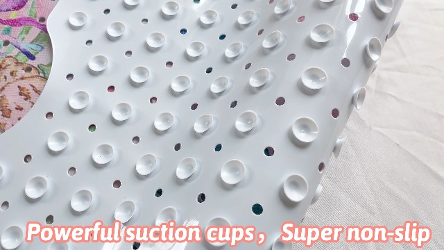 KINUUIS Non-Slip Bath Tub Mat - 40 X 16 Inch Large Shower Mat With Drain Holes & Suction Cups (Blue Watercolor) - View #6