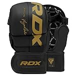 RDX MMA Sparring Gloves Martial Arts, Muay Thai, Kickboxing, Ventilated Open Palm for Grappling, Karate Mitts for Adults (Golden, L)