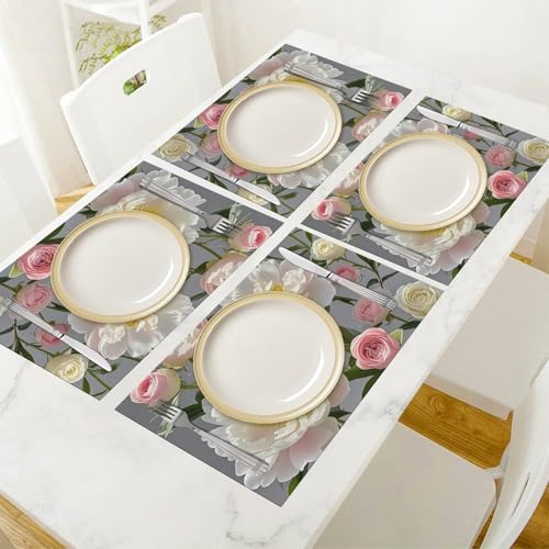 Set de table floral en PVC résistant à la chaleur pour restaurant