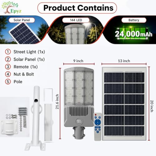 Image of Epyz 300W Semi-Integrated Solar Street Light, Cold White