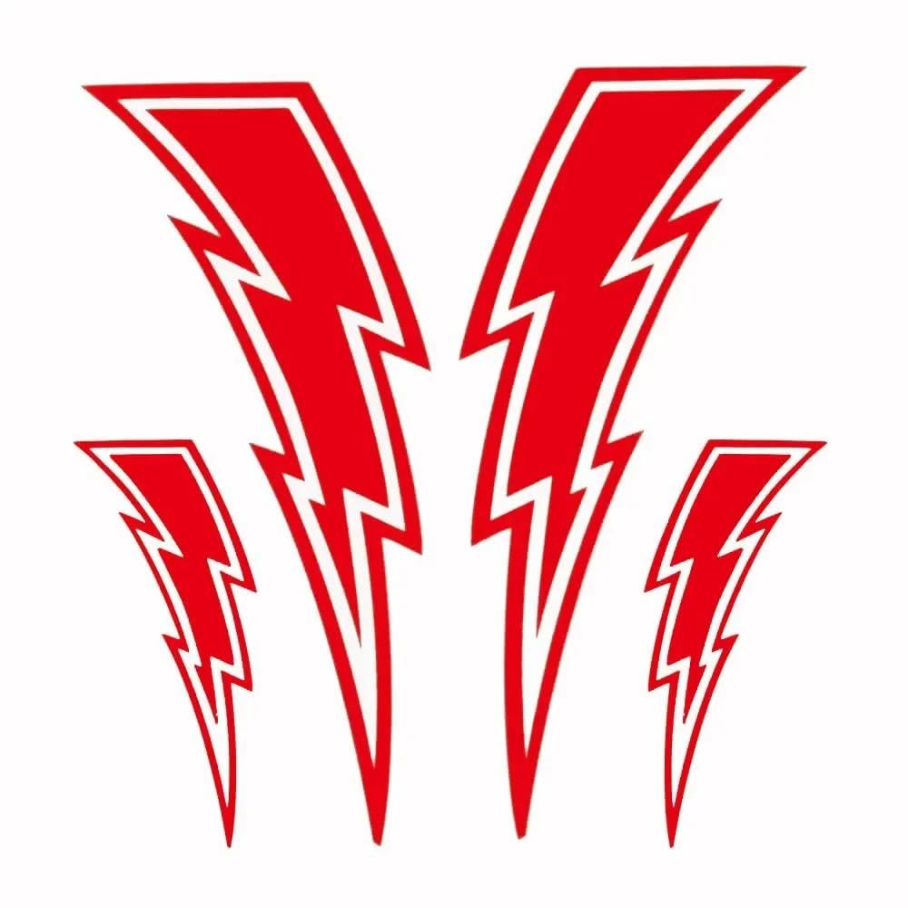 Lightning Bolt Decal Stickers Set Waterproof Vinyl Graphics(Red)