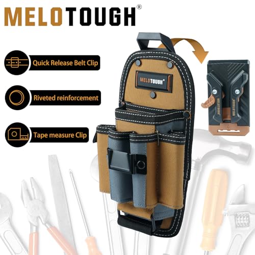 Image of MELOTOUGH 7-Pocket Technician Pouch-Small Pocket Tool Belt Pouch with Belt Clip,Clip on Larger Pockets & Loop, Clip on-Tool Holder Accessory
