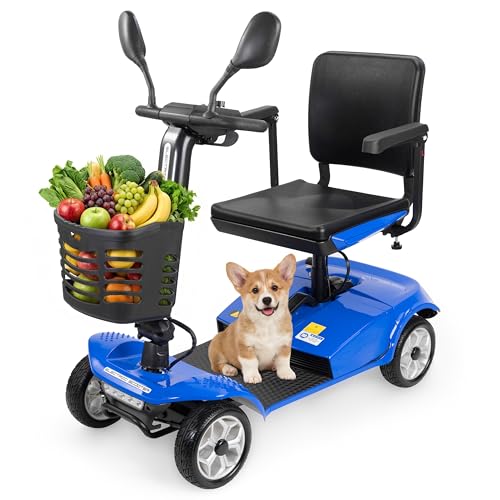 Image of 4 Wheel Mobility Scooter 400 LB Capacity, Heavy Duty Electric Scooter for Adults with Adjustable Seat & 27.6 inch Armrest Spacing, Powered Mobility scooters for Commuting Community & Outdoor Camping, Blue