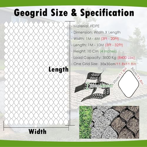 Grille de stabilisation d'allée perméable en nid d'abeille 2x10m pour le ciment
