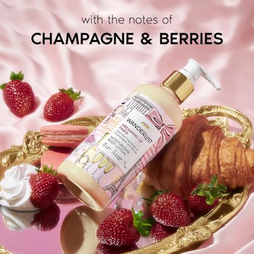 Image of Nykaa Wanderlust Dreaming of Paris Moisturizing Body Lotion, Champagne & Berries Scent, Deep Hydration Daily Body Care for Soft & Smooth Skin, 300ml