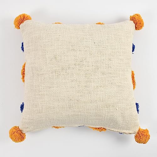 Image of TIB Premium Boho Decorative Throw Cushion Covers, 16 x 16 cm, Set of 2, Cotton. (Blue & Golden Cross)-230 TC