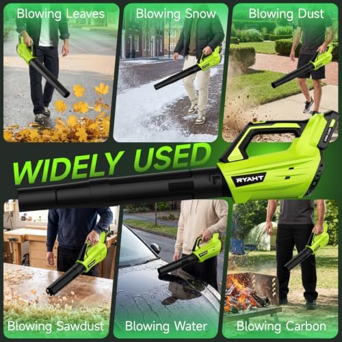 Leaf Blower Cordless, Leaf Blower with Battery and Charger - 2 Speed Modes, 2 Batteries, 20V Powerful Lightweight Electric Blowers for Blowing Leaves, Lawn Care, Patio, Green - 3