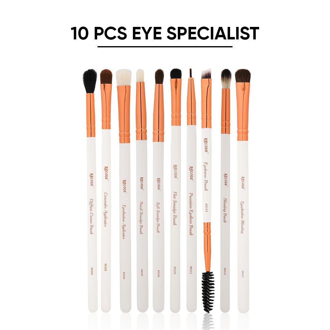 Recode Set di pennelli da 10 pezzi con custodia premium in oro rosa