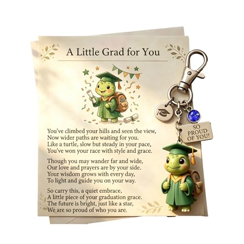The Little Turtle Graduate Keychain,“So Proud of You”Cute Turtle Graduation Keychain with...