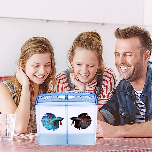 Image of VAYINATO Betta Fish Tank Home Aquarium, 20Cm X 15Cm X 9Cm - Small Mini Fish Tank with 2 Compartments - Aquaponic Desktop Tank Goldfish & Betta Fish (Multi Color) by Petzlifeworld