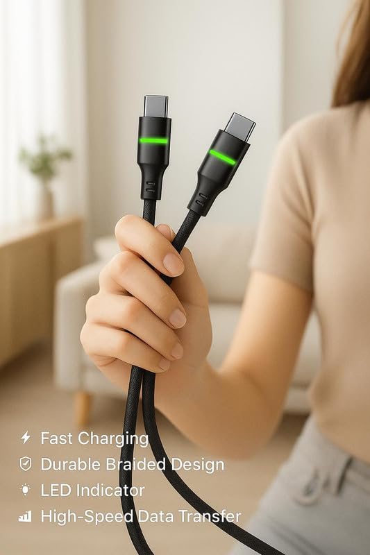 Image of Type C Cable Fast Charging Compatible for OnePlus Cable 12,12r,11,11r,10r,10t,10,10 pro,9 Pro,8,8T,7t,7t Pro,6,Nord,4,3,2,2t,Ce2 Lite,Nord Ce3,Ce4, Data Sync for Charging Cable Type c Type c -VJ BLACK