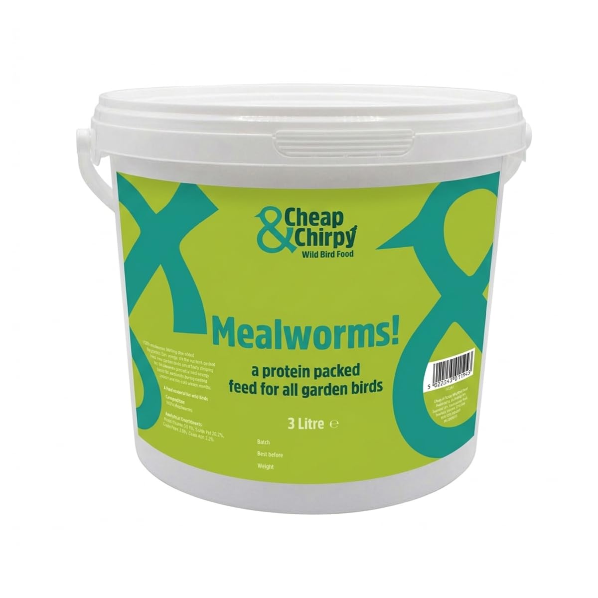 Cheap & Chirpy Dried Mealworms for Wild Birds - 3 Litre Tub - Bird Worms & Treats - Duck & Swan Food (packaging may vary)