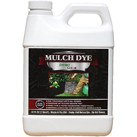 EnviroColor Black Mulch Dye | 32 oz Treats 2400 Ft² Mulch Dye Black, Black Mulch dye for Landscaping, Black Mulch Paint for Garden Beds, Wood Mulch Dye, Permanent Mulch Paint Cover