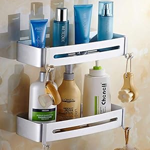 Jaysamay Bevestiging zonder boren plakken doucheplank, badkamer doucheplank douchemand voor shampoo (roestvrij staal…