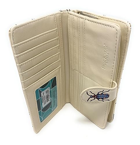 Shag Wear Insect Mania Large Wallet for Women and Teen Girls Vegan Faux Leather 7" Beige4