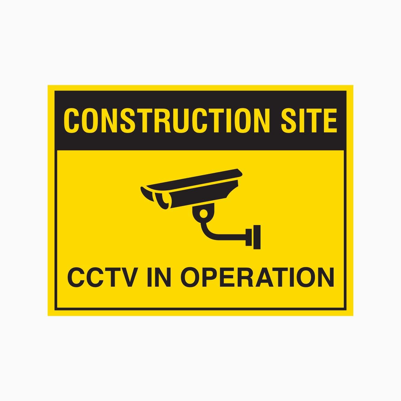 CONSTRUCTION SITE CCTV IN OPERATION Sign, 12x8 Metal Tin Sign, Construction site under CCTV monitoring.