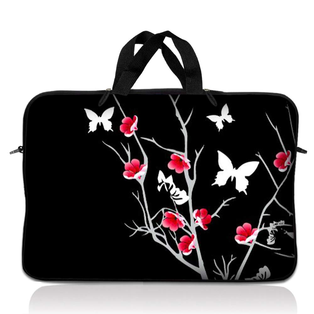 LSS 12.3 inch Laptop Sleeve Bag Carrying Case Pouch with Handle for 11" 11.6" 12" Acer, Asus, Dell, Hp, Sony, Toshiba, Pink Plumeria Flower — view 77